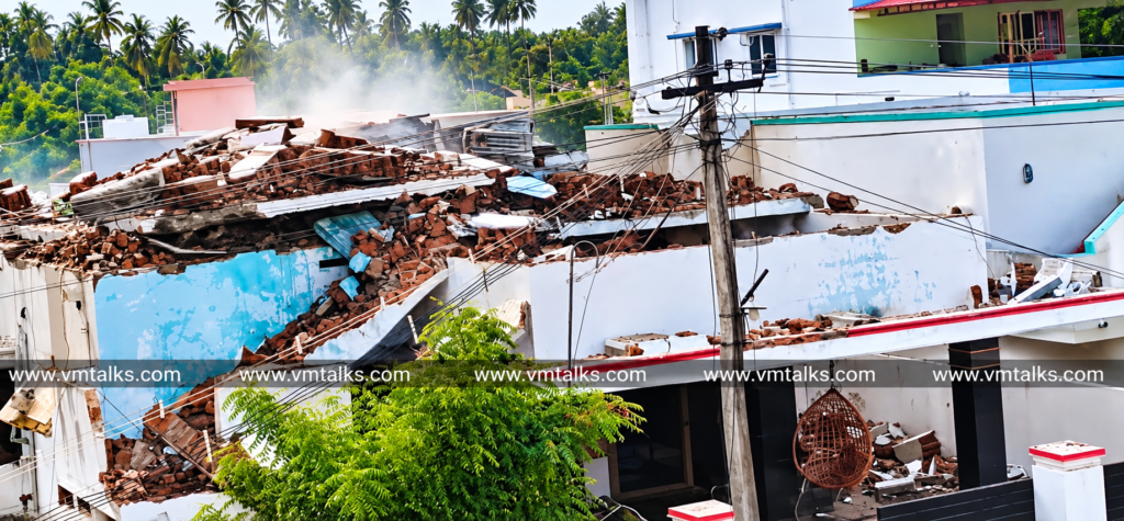 பாண்டமங்கலத்தில் நாட்டு வெடி வெடித்து 3 பேர் பலி – வீடு இடிந்து தரைமட்டம்.
