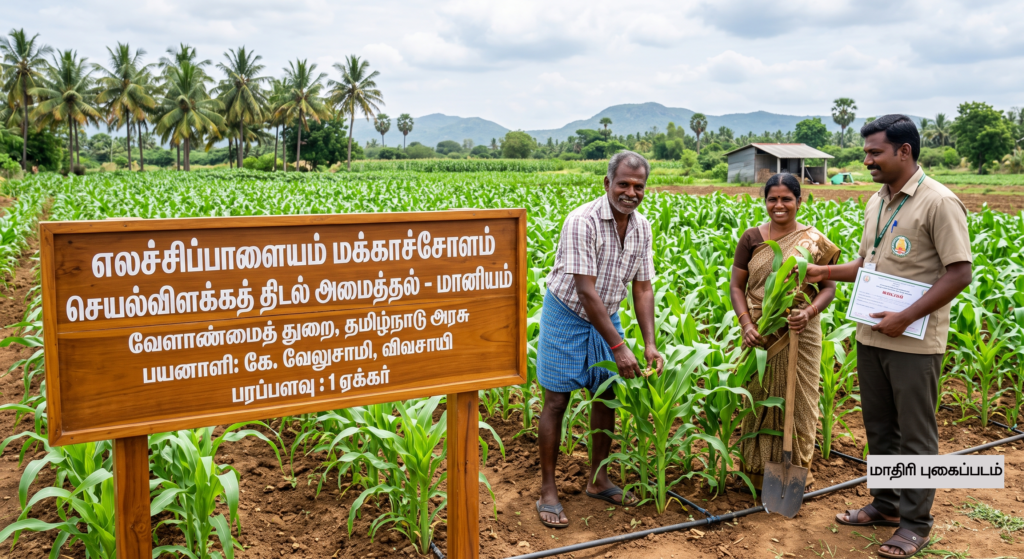 எலச்சிபாளையத்தில் மக்காச்சோளம் செயல்விளக்கத் திடல் அமைக்க மானியம்.